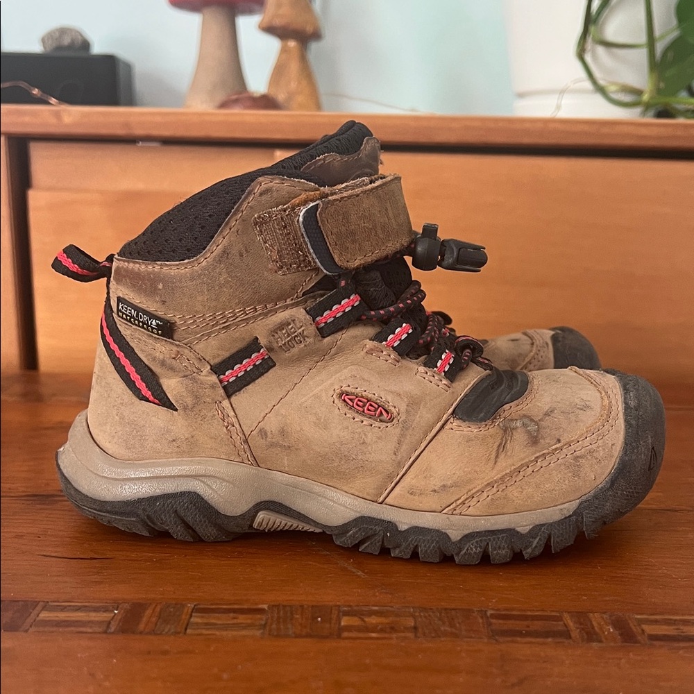 Keen Ridge Flex Waterproof Hiking Boot Kids' Tan and Black Size 10 - Picture 3 of 12